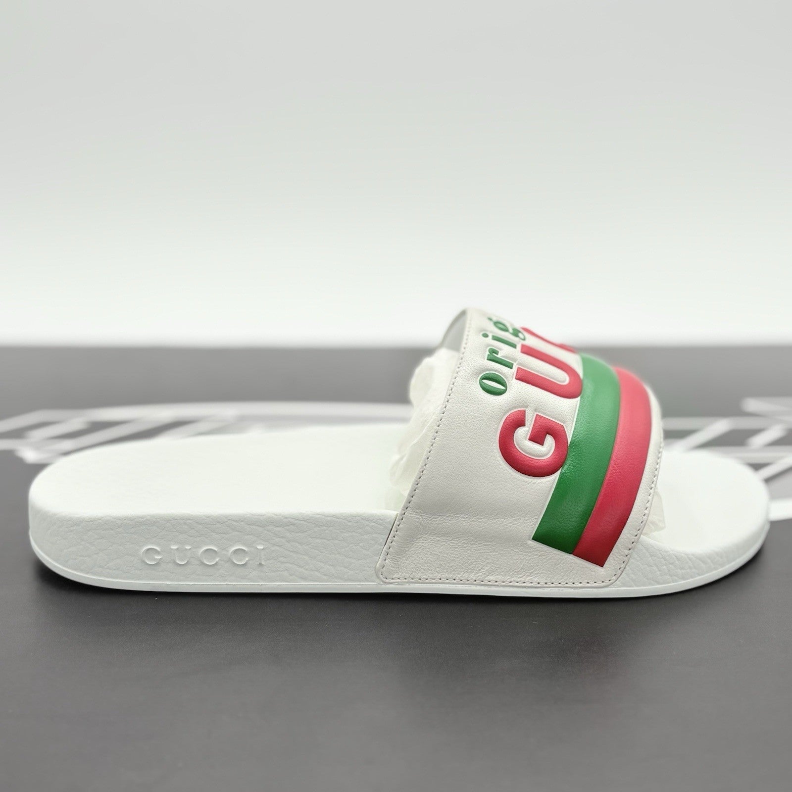 Size 8 G (8.5 US) Gucci Slide " Original Gucci - White " | NEW!