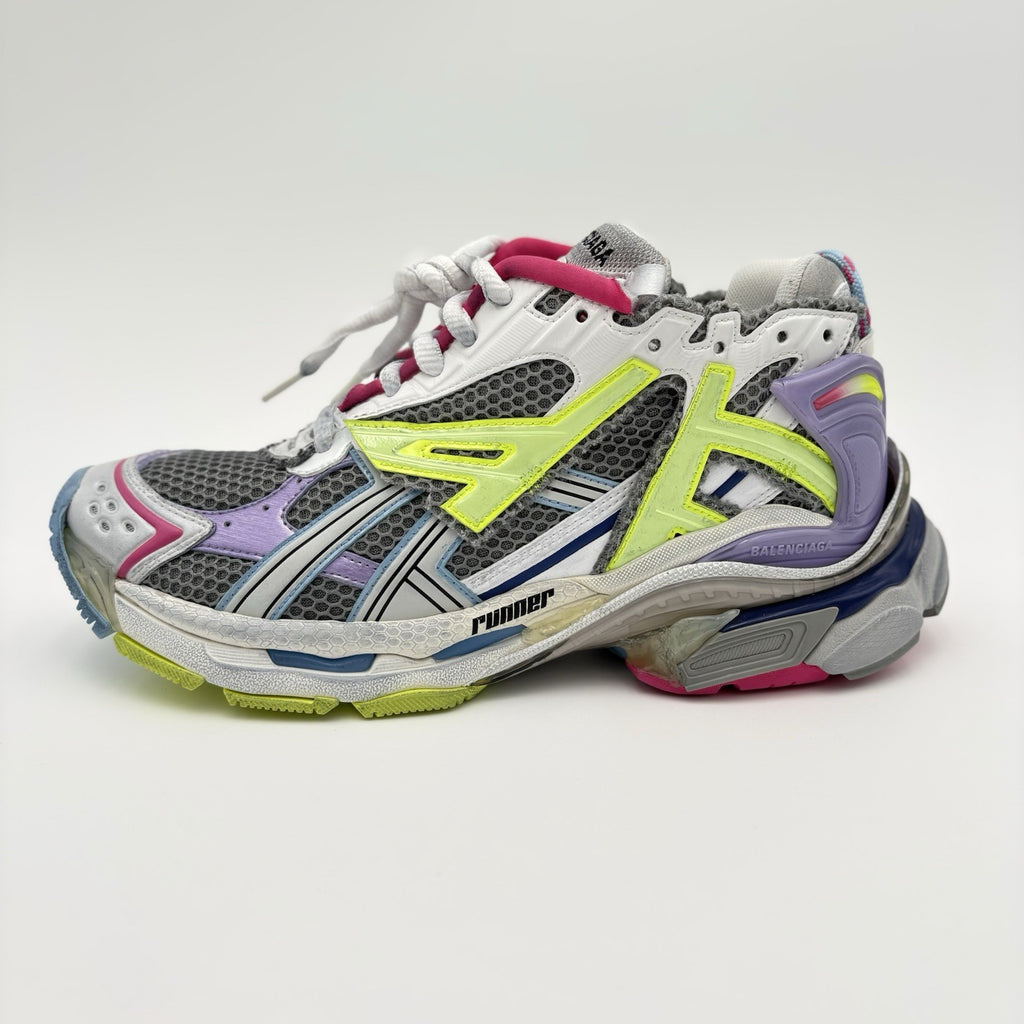 Size 41 - Balenciaga Runner ' Grey Light Purple Neón Yellow White ' | NEW!