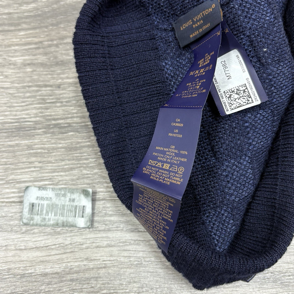 Louis Vuitton Wool Petit Damier Beanie ' Navy ' | GOOD CONDITION!