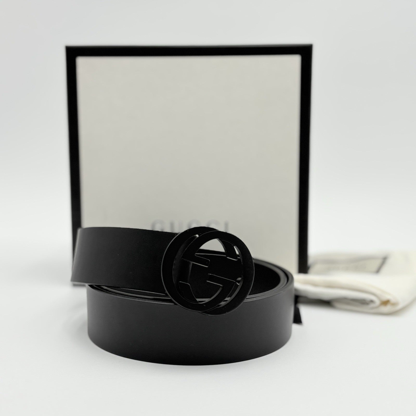 Gucci Belt GG Leather Interlocking Buckle ' Black ' | ONLY WORN 1-3x !