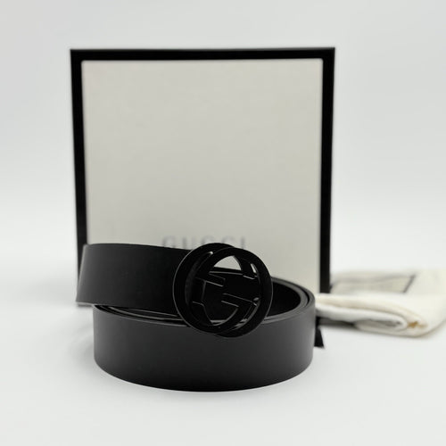 Gucci Belt GG Leather Interlocking Buckle ' Black ' | ONLY WORN 1-3x !