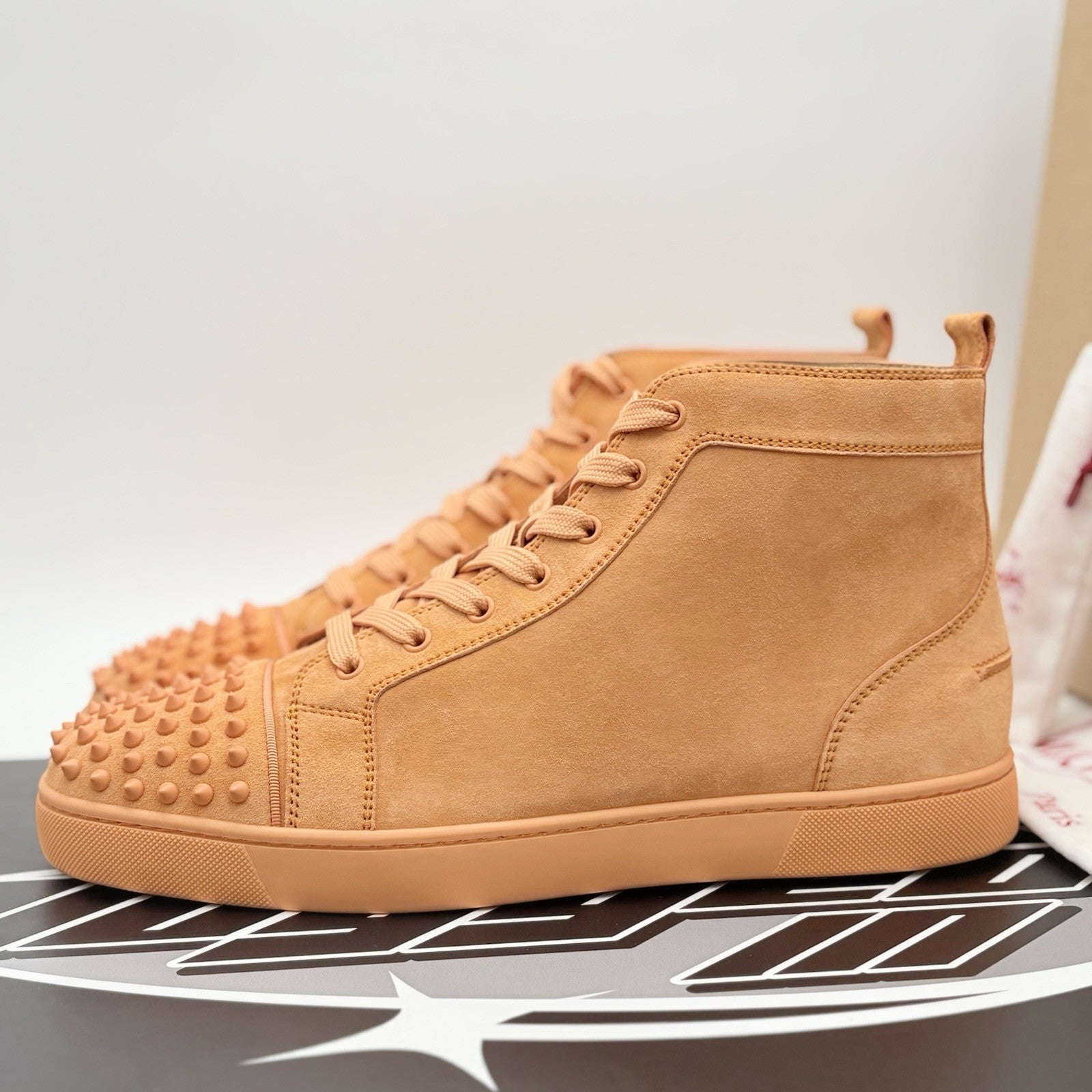 Size 45.5 (12.5 US) - Christian Louboutin Spikes ' Peach Orange ' | BRAND NEW!