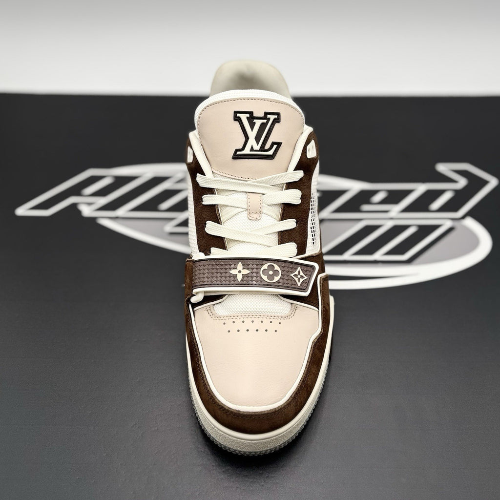 Size 9 LV (10-10.5 US) Louis Vuitton Trainer Strap ' Brown, Beige ' | EXCELLENT!