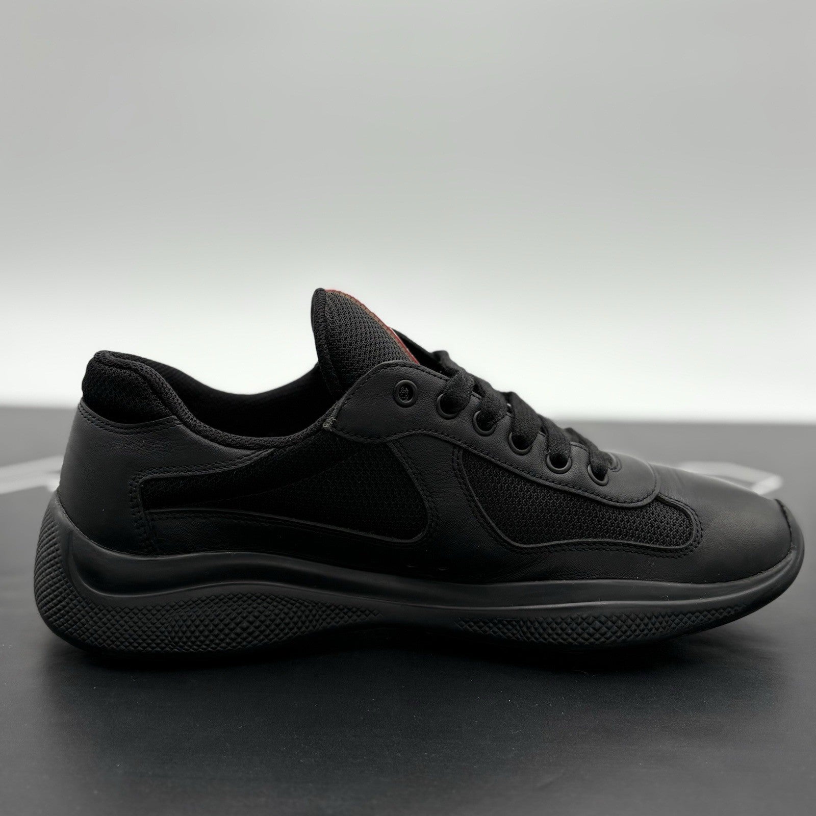 Size 7 UK (8 US) - Prada Americas Cup ' Black Leather ' | GOOD CONDITION!