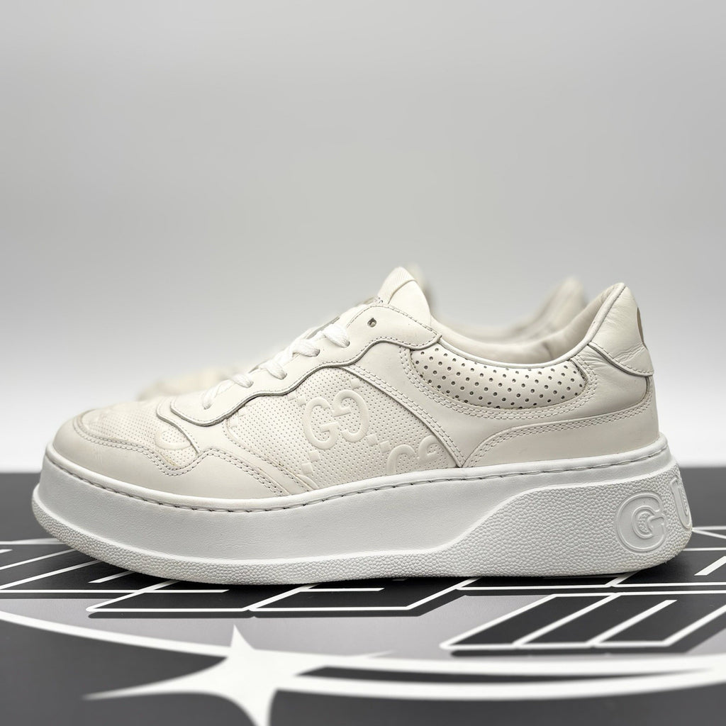 Size 8G (8.5 US) - Gucci GG Embossed ' White Leather ' | GOOD CONDITION!