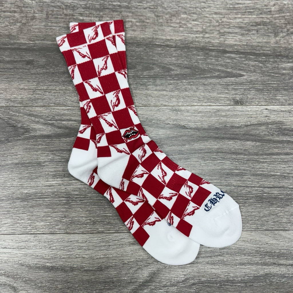 Size Large (9-13 US) - Chrome Hearts Matty Boy 99 Eye Socks ' Red ' | NEW!