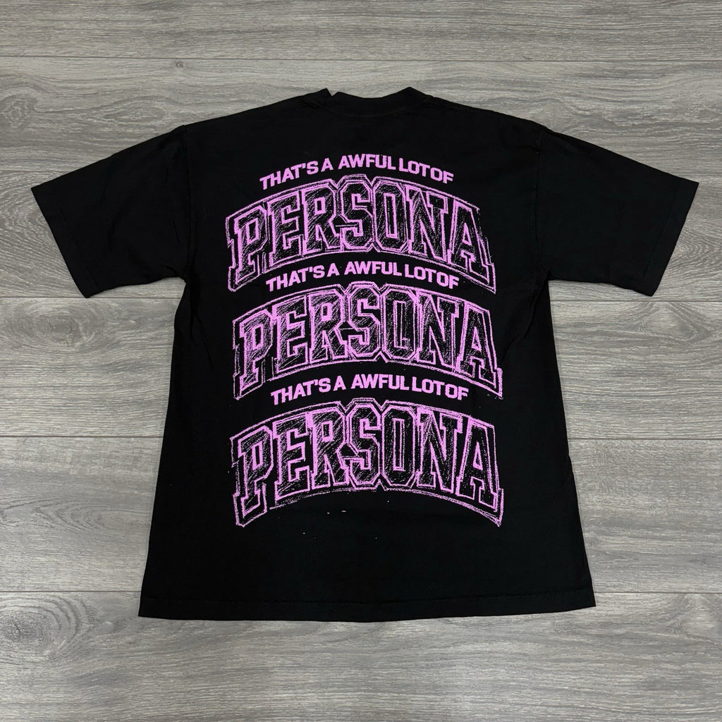 Size L - Thats A Awful Lot Of Cough Syrup X Persona T-Shirt ' Black Pink ' | NEW