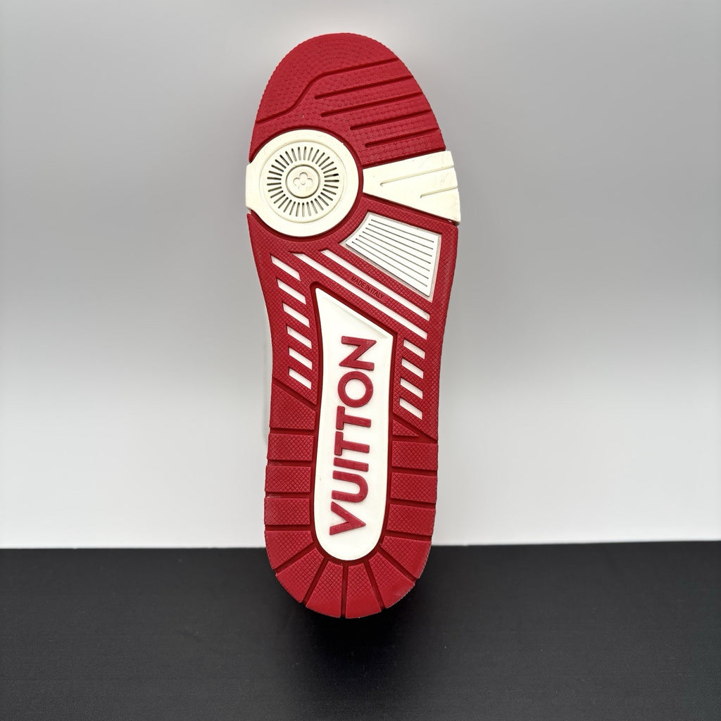Size 9 LV (10-10.5 US) Louis Vuitton Trainer Strap ' Red, White ' | SUPER CLEAN!