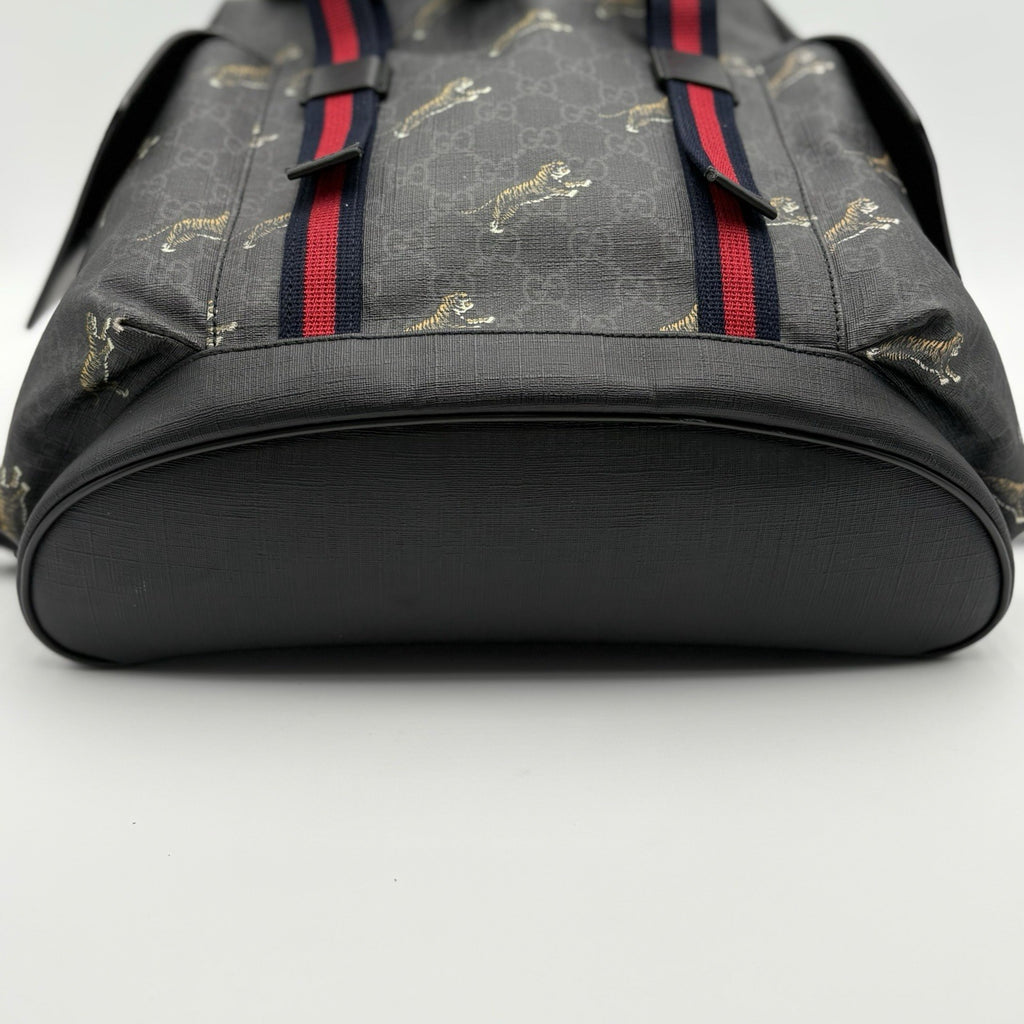 Gucci Bestiary GG Supreme Tigers Backpack ' Black Grey '