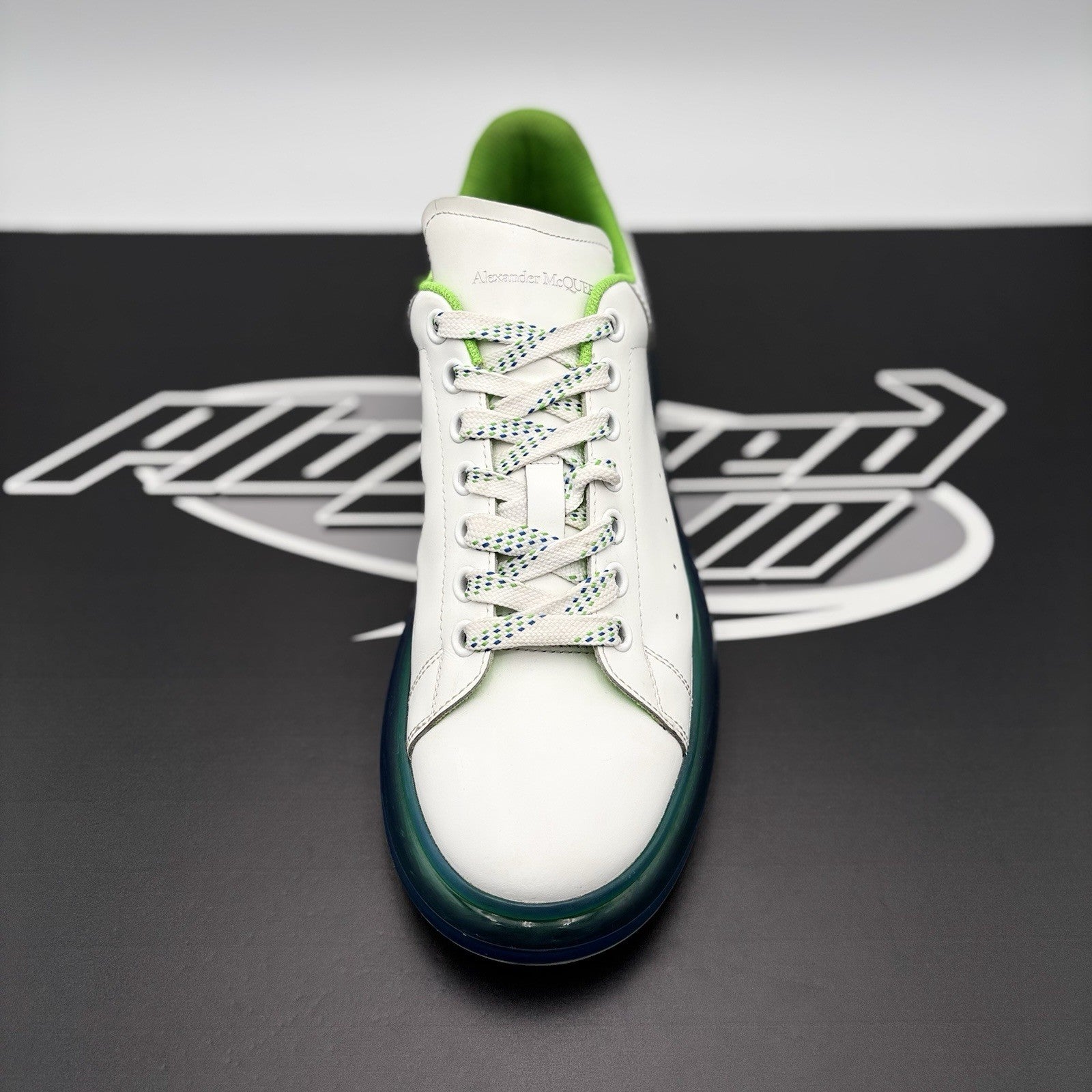 Size 45 (12 US) Alexander McQueen ' Transparent Sole White, Lime '