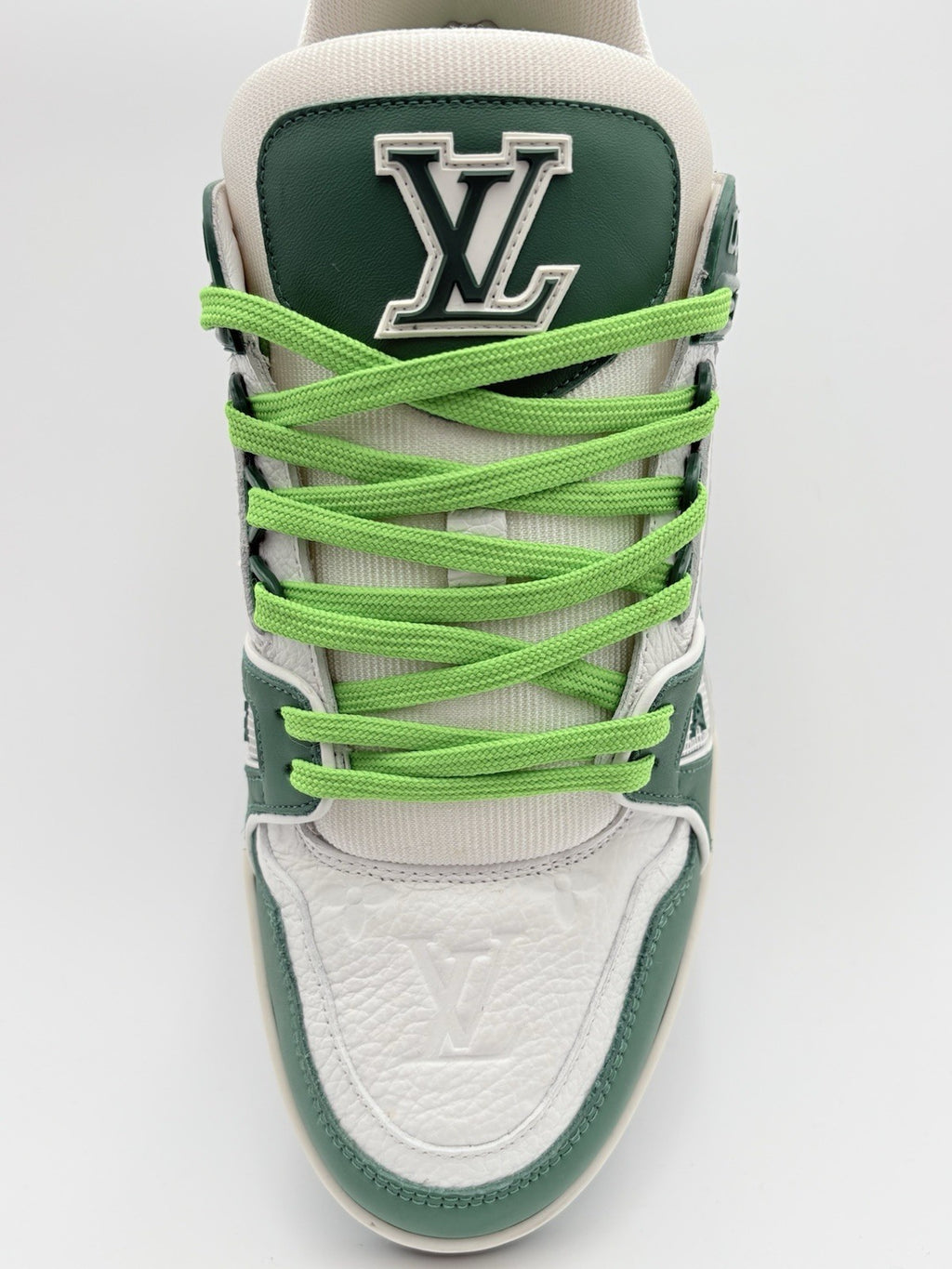 Size 7 LV (8-8.5 US) Louis Vuitton LV Trainer ' Green ' | EXCELLENT!