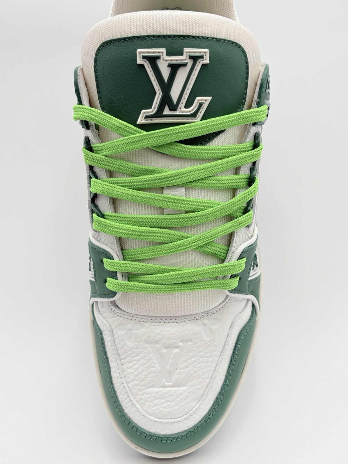 Size 7 LV (8-8.5 US) Louis Vuitton LV Trainer ' Green ' | EXCELLENT!