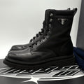 Size 9 UK (10 US) - Prada Nylon & Leather Triangle Logo Combat Boots ' Black '