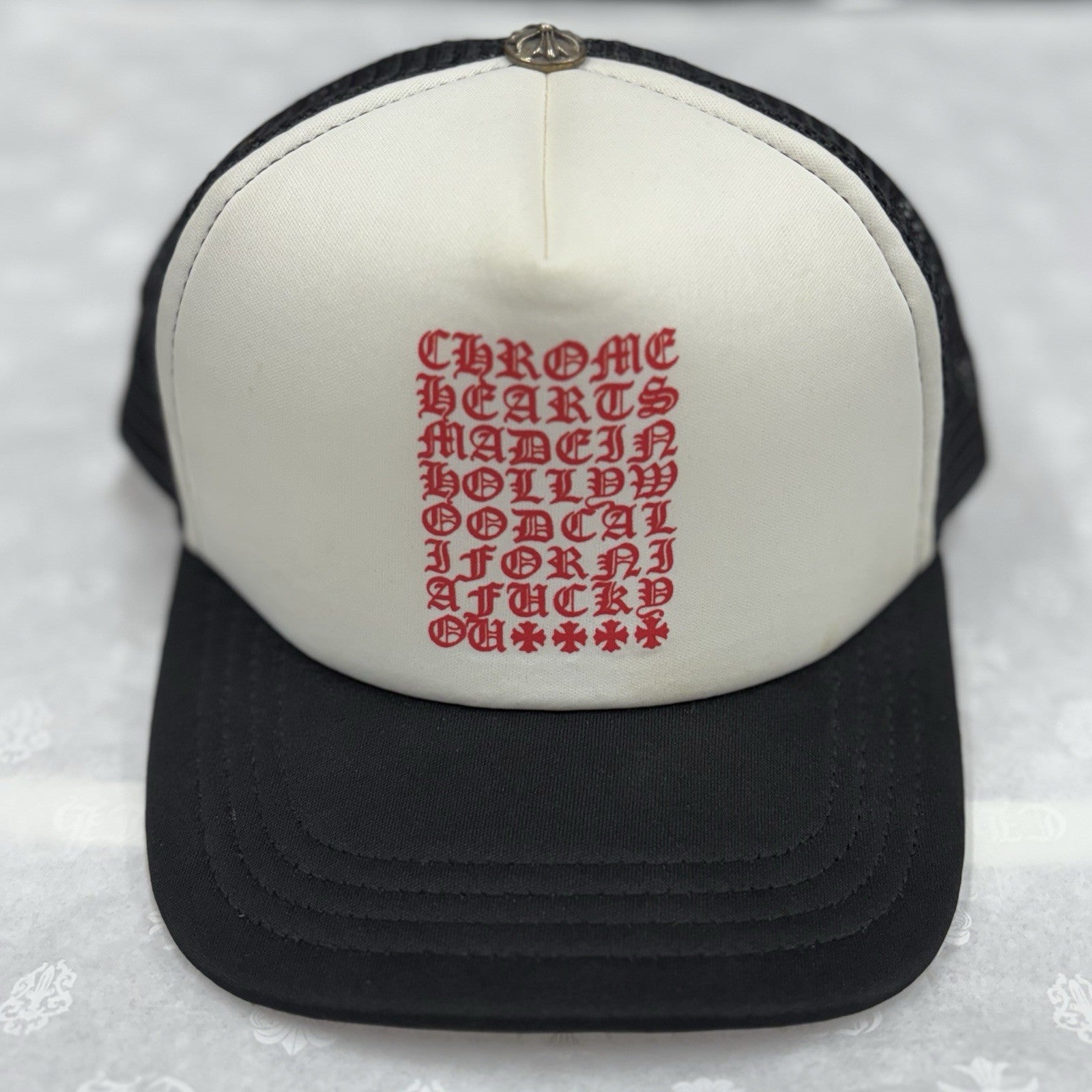 Chrome Hearts Eyechart Trucker Hat ' Black White Red ' | ONLY WORN 1-3x!