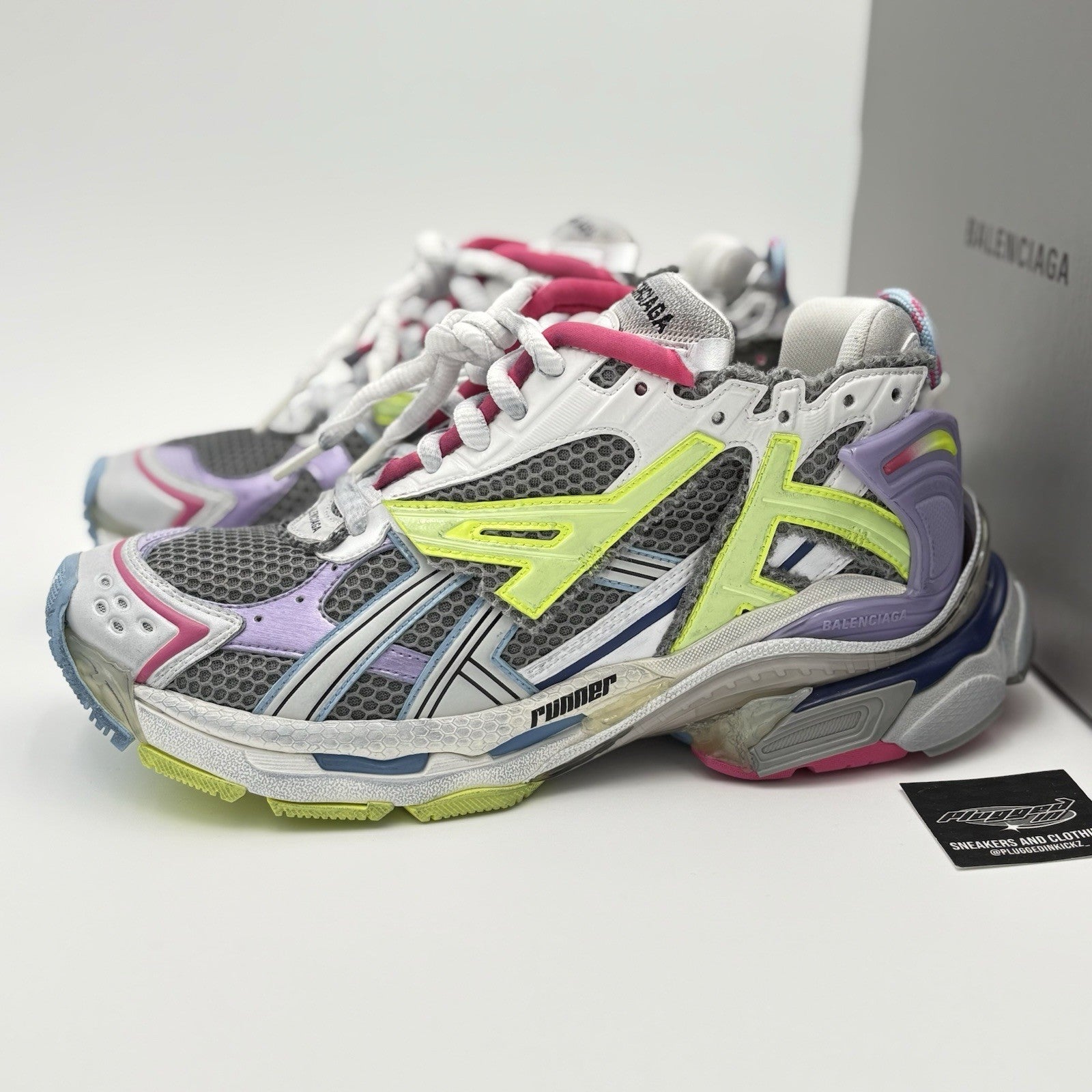 Size 41 - Balenciaga Runner ' Grey Light Purple Neón Yellow White ' | NEW!