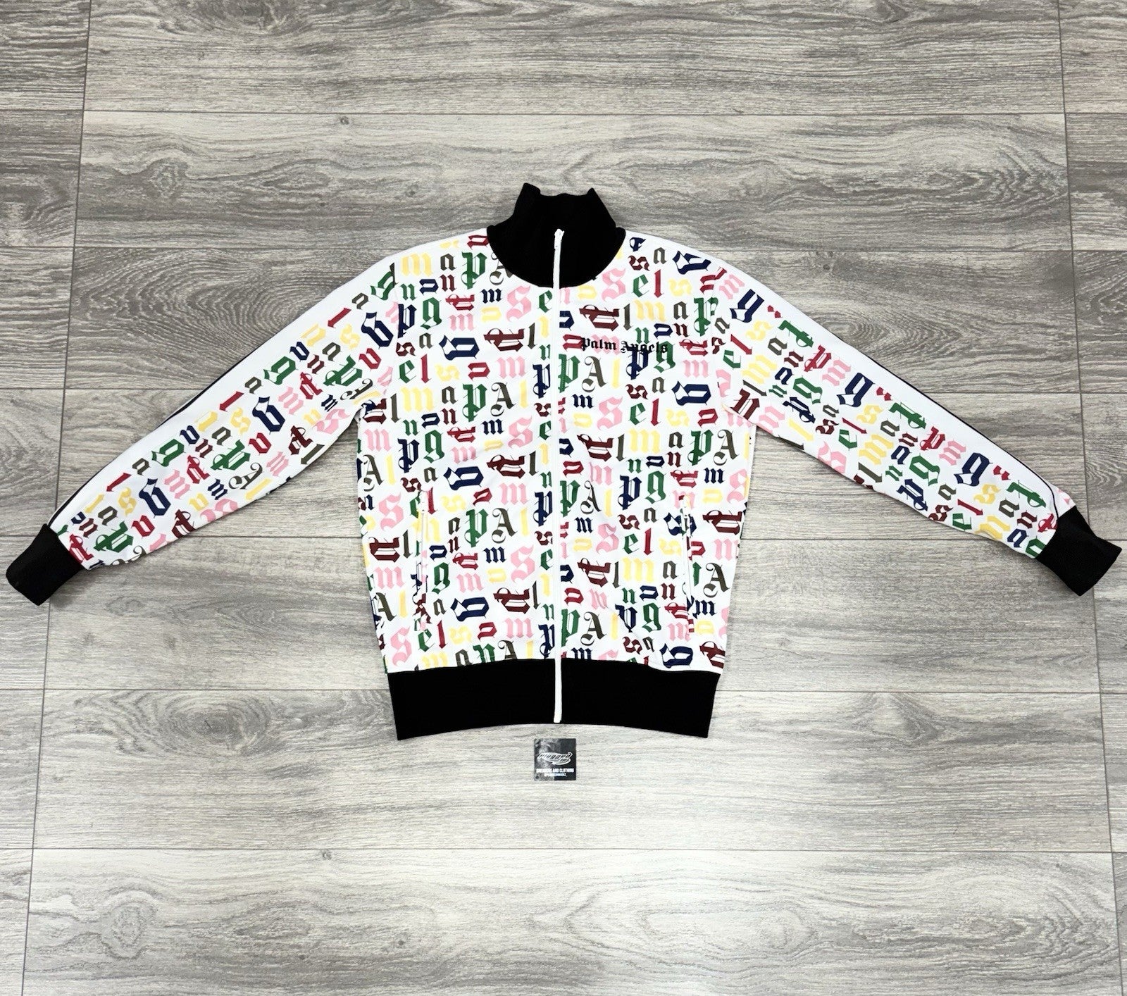 Size Medium - Palm Angels Logo Track Jacket ' White Multi Color ' | EXCELLENT!