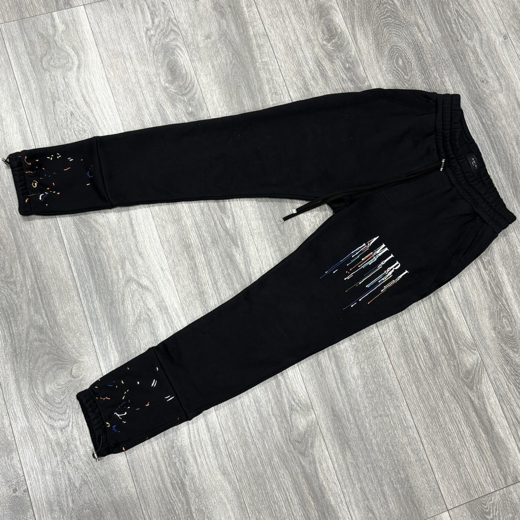 Size Small - Amiri Core Logo Paint Drip Sweatpants ' Black ' | SUPER CLEAN!