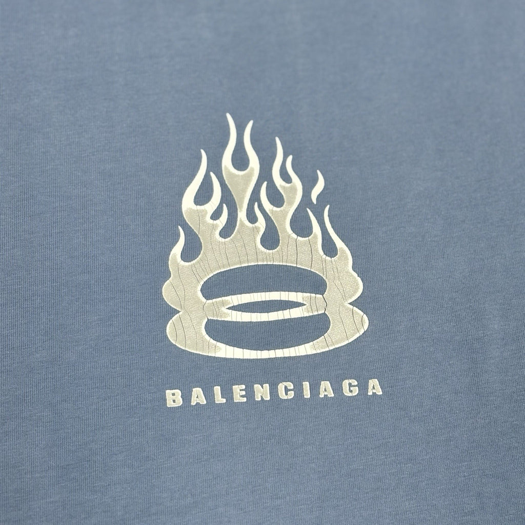 Size L - Balenciaga Burning Unity Oversized T-Shirt ' Blue ' | SUPER CLEAN!