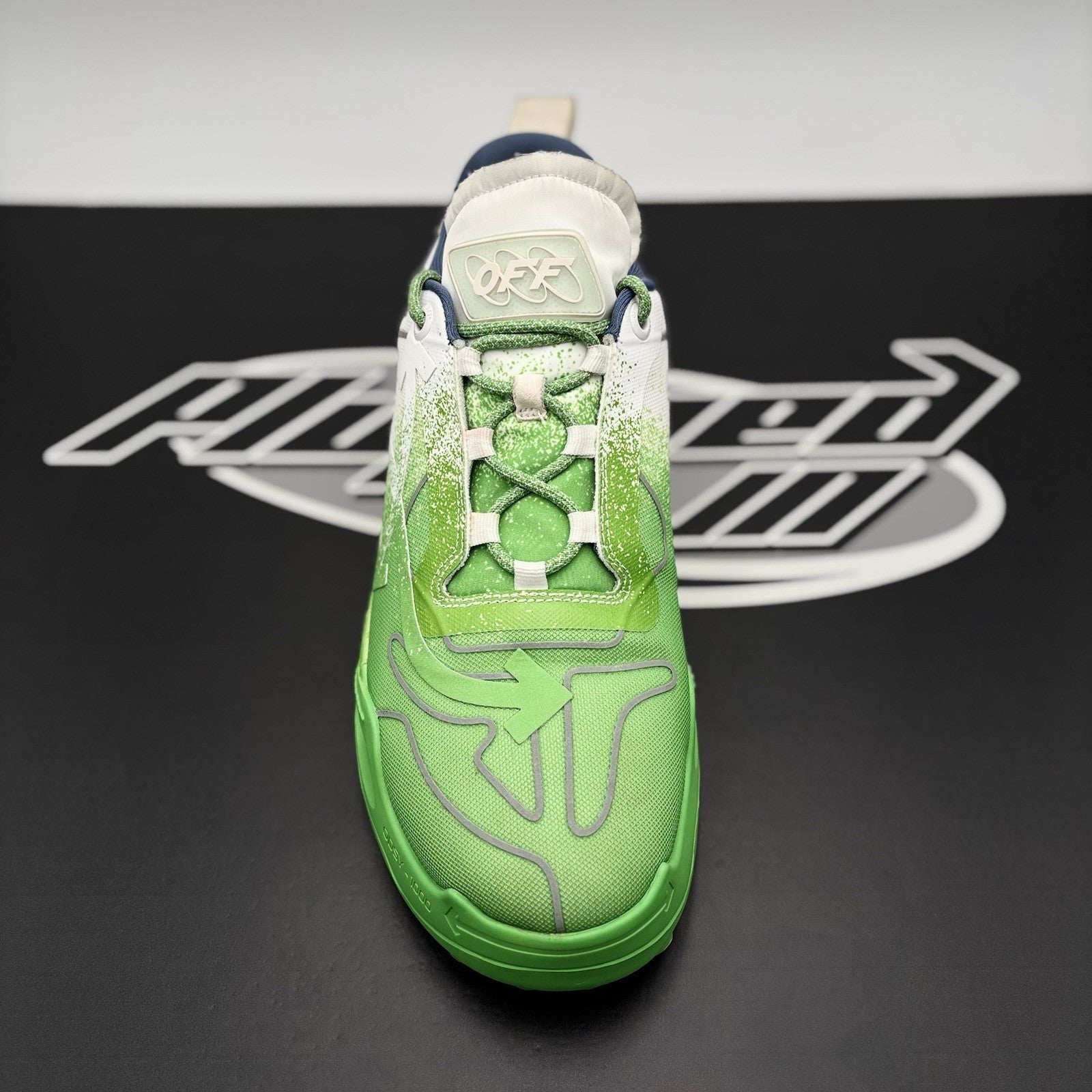 Size 45 (12 US) Off-White ODSY-1000 ' White, Green Spray Paint ' | GREAT!