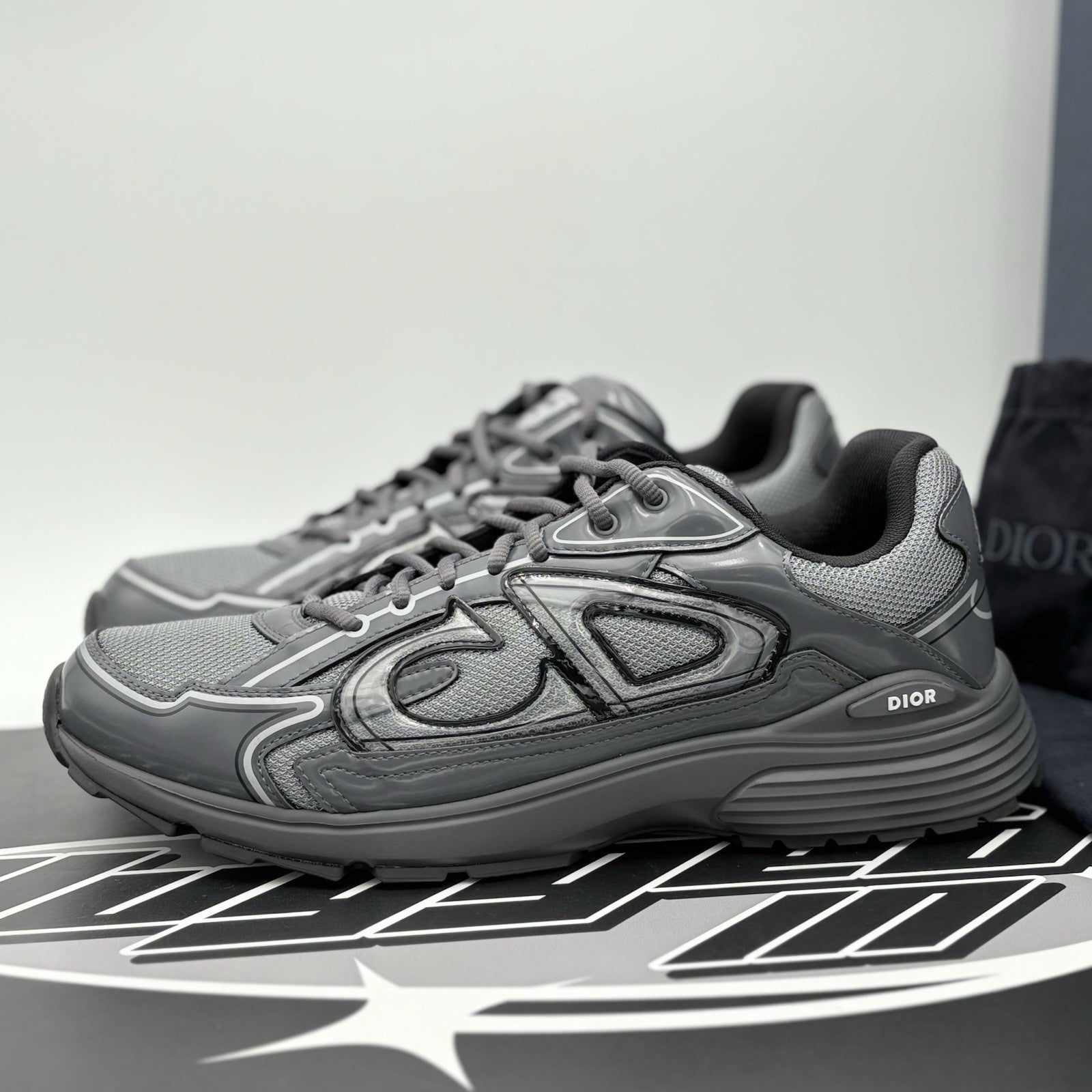 Size 45 (12 US) Dior B30 Reflective Sneaker ' Black Gray ' | ONLY WORN 1-3x