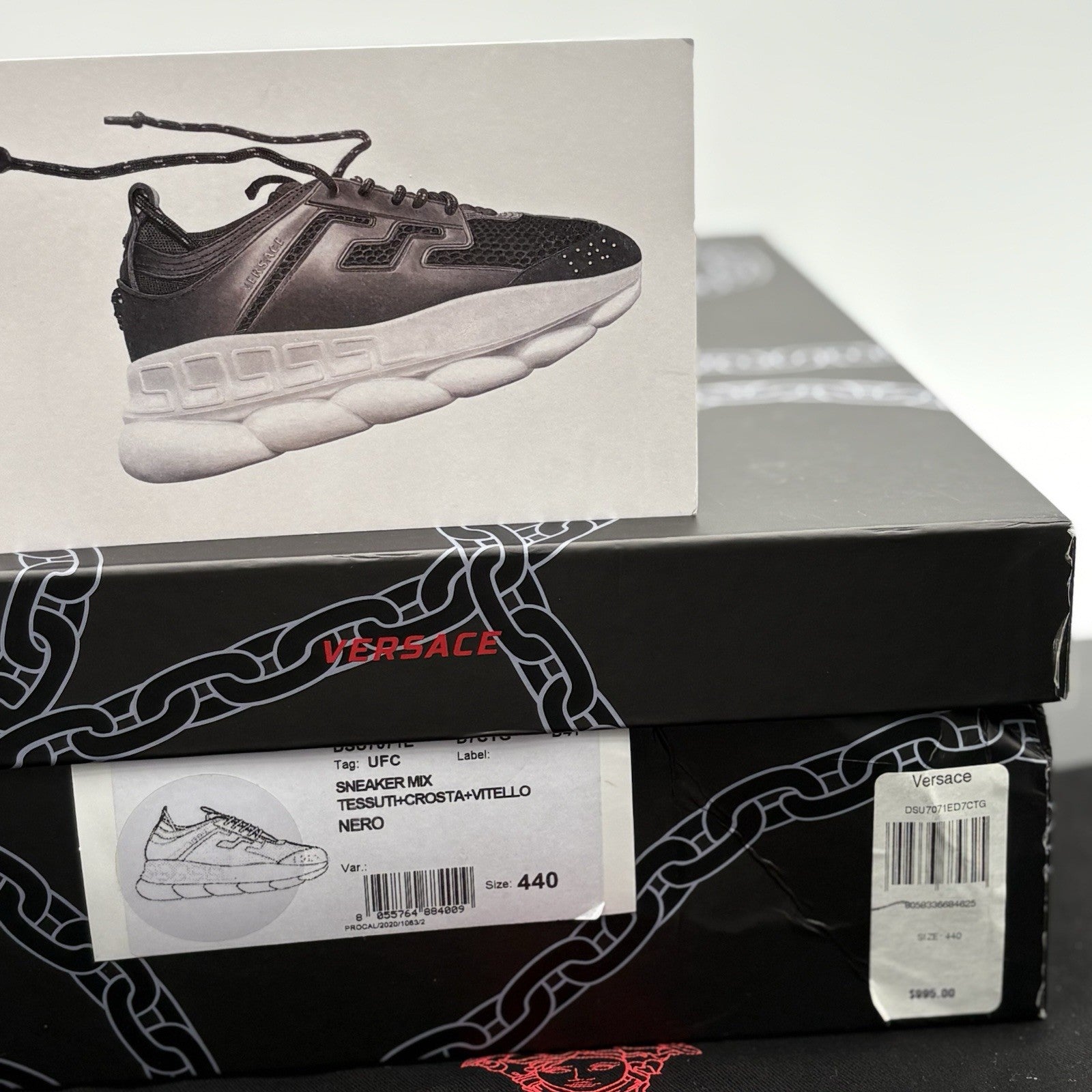 Size 44 (11 US) - Versace Chain Reaction Sneaker ' Black ' | GREAT CONDITION!