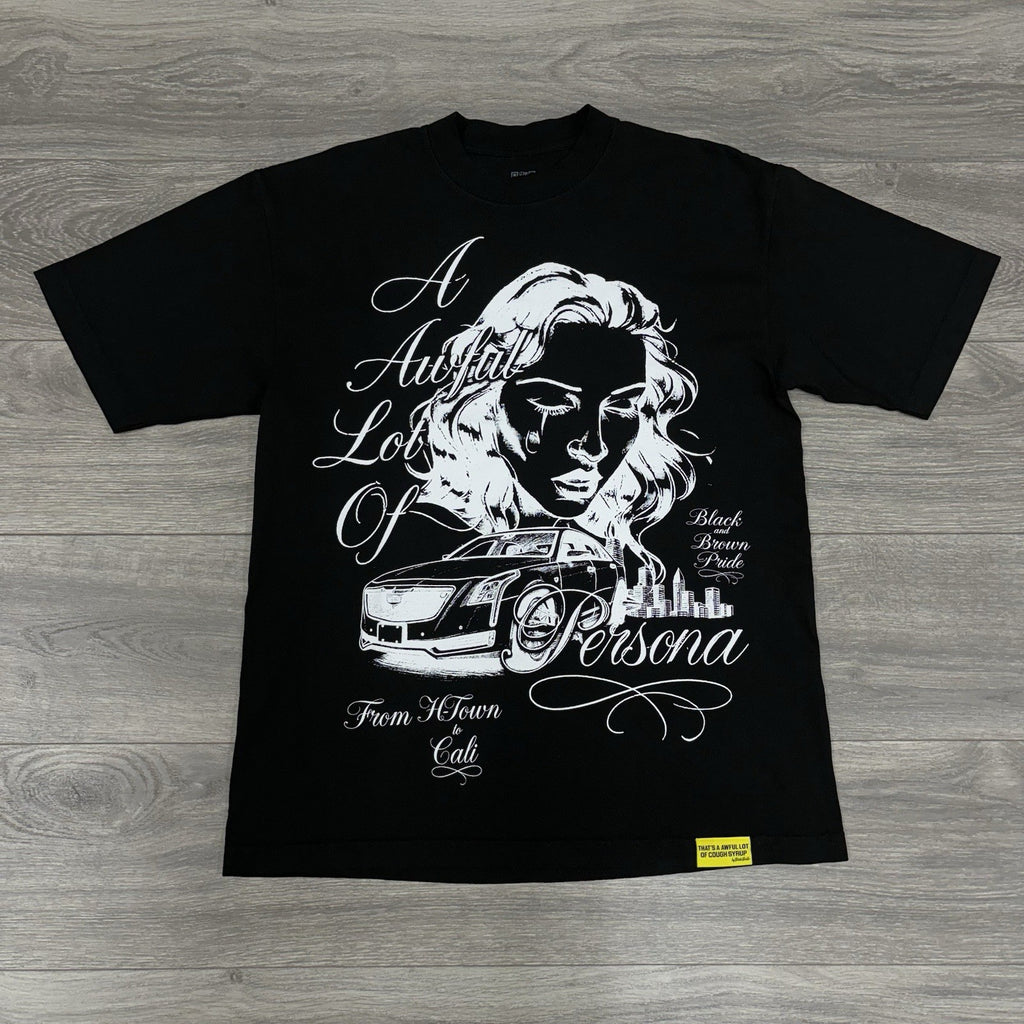 Size L - That’s A Awful Lot Of Cough Syrup X Persona T-Shirt ' Black ' | NEW!