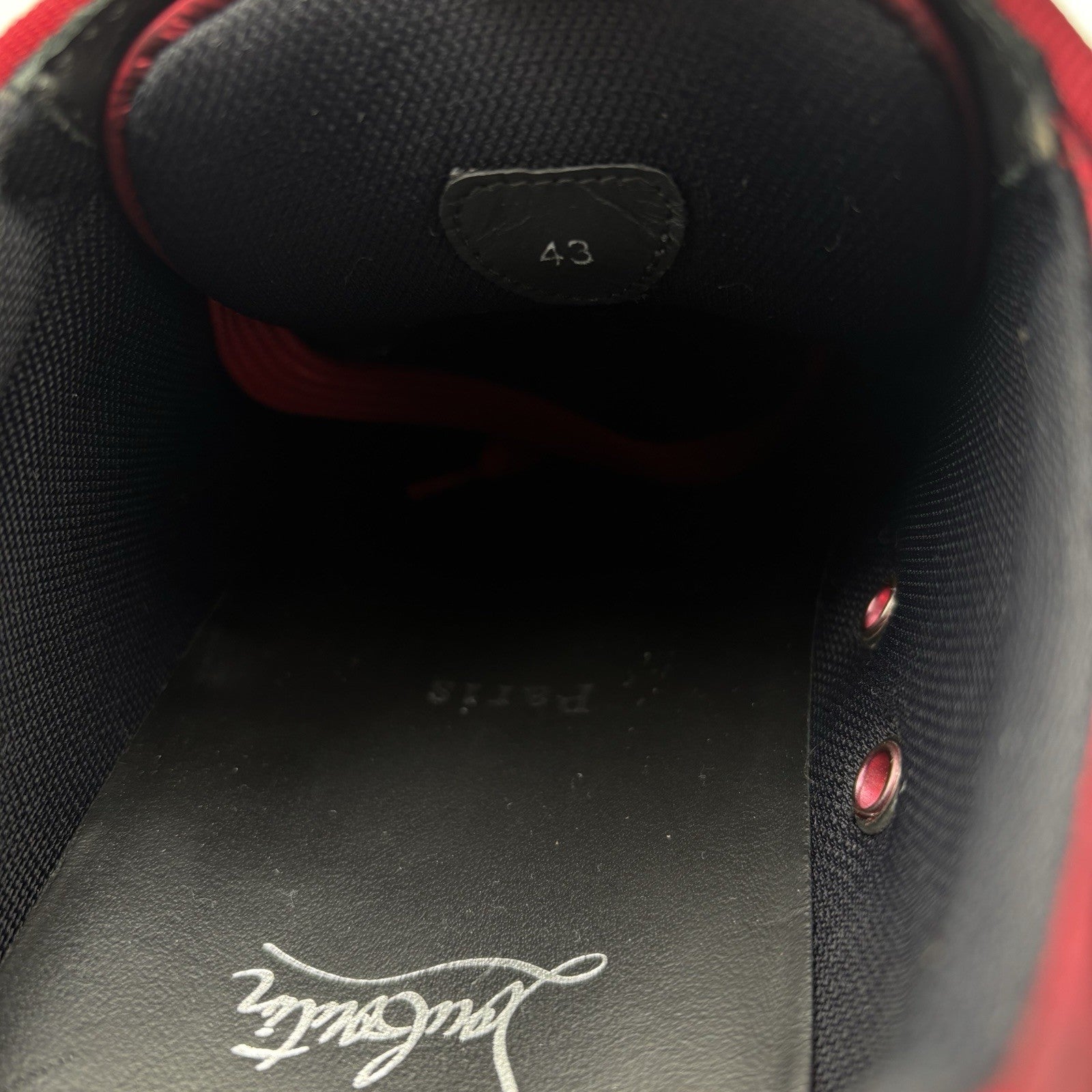 Size 43 (10 US) Christian Louboutin Low Spiked  ' Black Red ' | EXCELLENT!