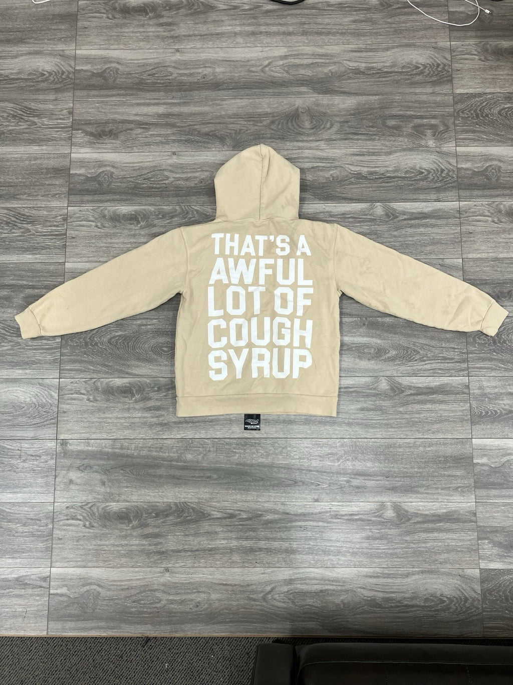 Size Large - Thats A Awful Lot Of Cough Syrup Hoodie ' Beige, White '