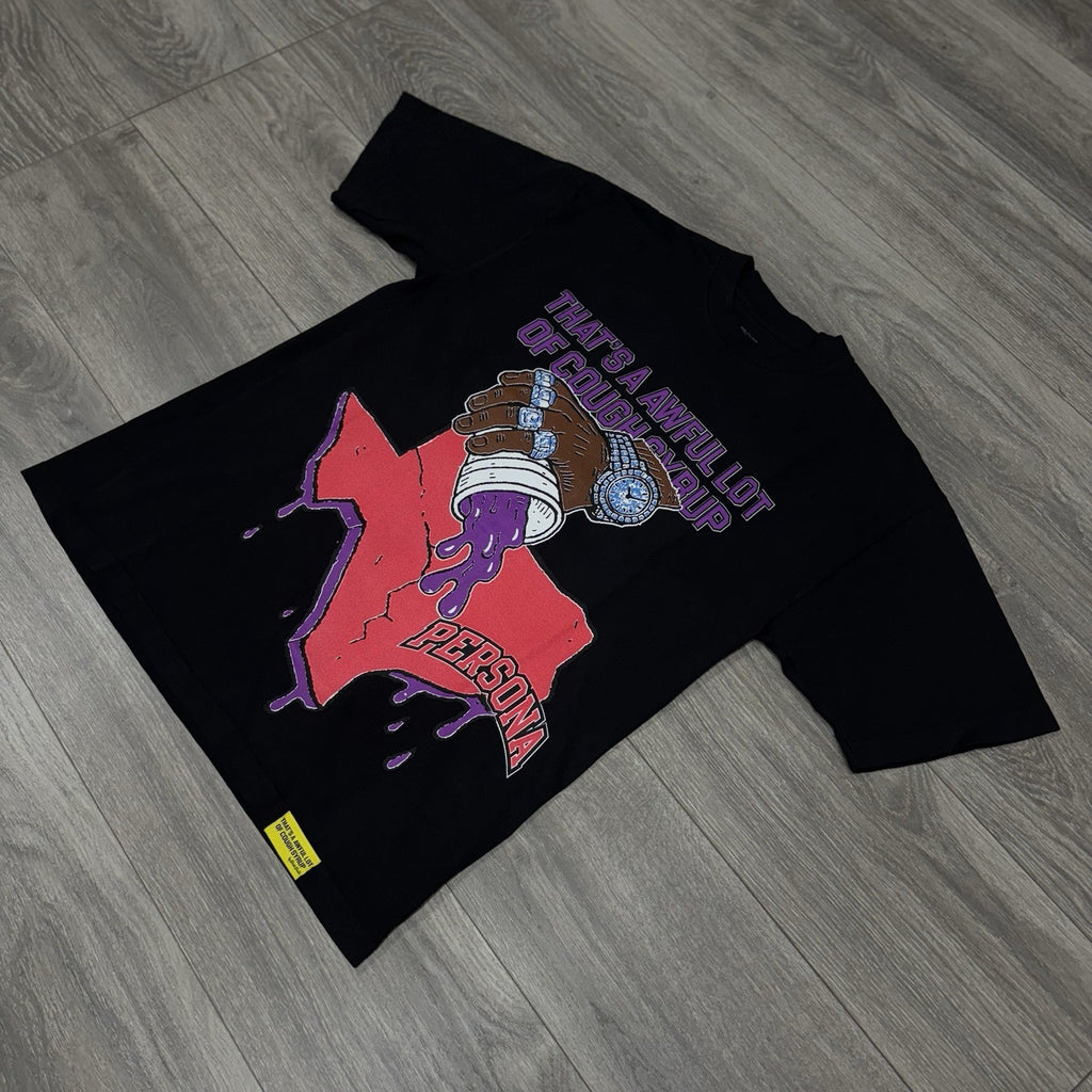 Size XL - That’s A Awful Lot Of Cough Syrup X Persona T-Shirt ' Black ' | NEW!