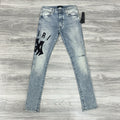 Size 30 - Amiri Suede Logo Appliqué Ripped Jeans ' Blue ' | BRAND NEW!
