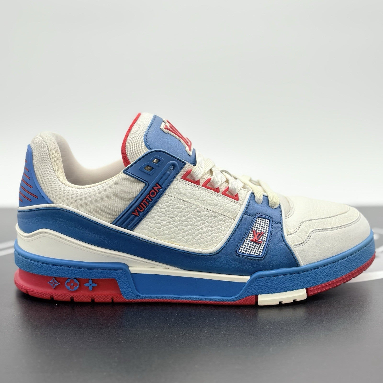 Size 9.5 LV (10.5-11 US ) Louis Vuitton Trainer ' White Red Blue ' | GOOD COND