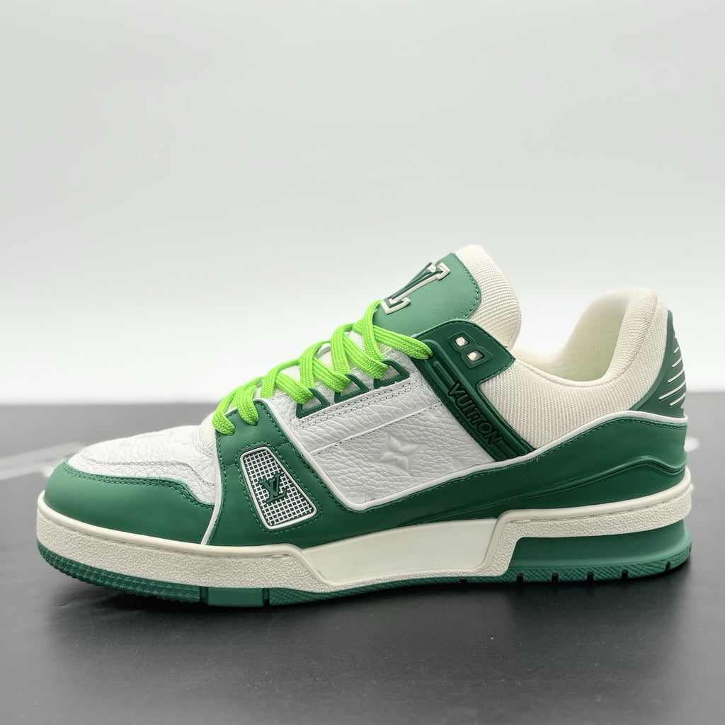 Size 7 LV (8-8.5 US) Louis Vuitton LV Trainer ' Green ' | EXCELLENT!
