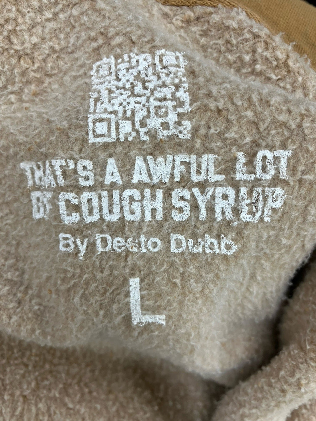 Size L - Thats A Awful Lot Of Cough Syrup Zip Up Hoodie ' Brown ' | NEW!