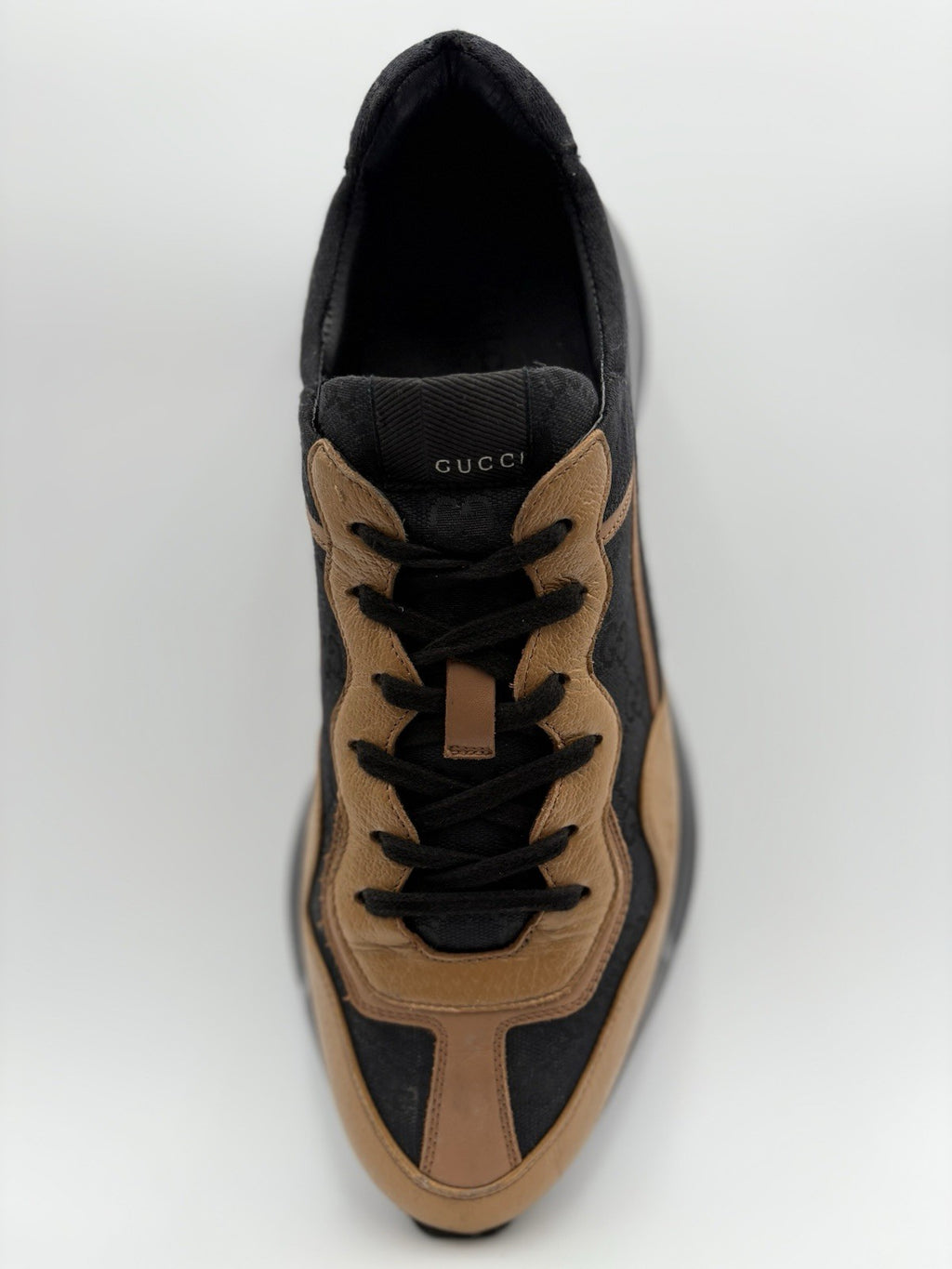 Size 12 G (12.5 US) Gucci Rhyton GG Supreme ' Black Khaki Beige ' | GREAT COND!
