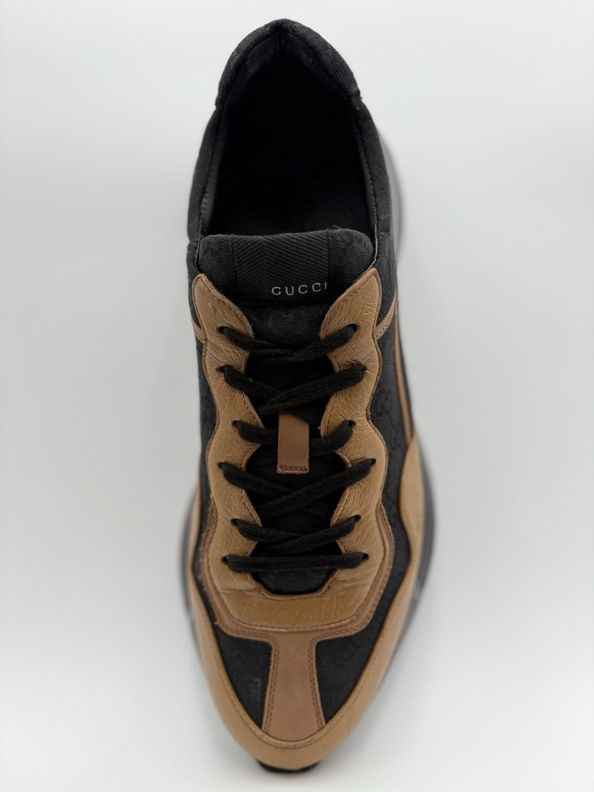 Size 12 G (12.5 US) Gucci Rhyton GG Supreme ' Black Khaki Beige ' | GREAT COND!