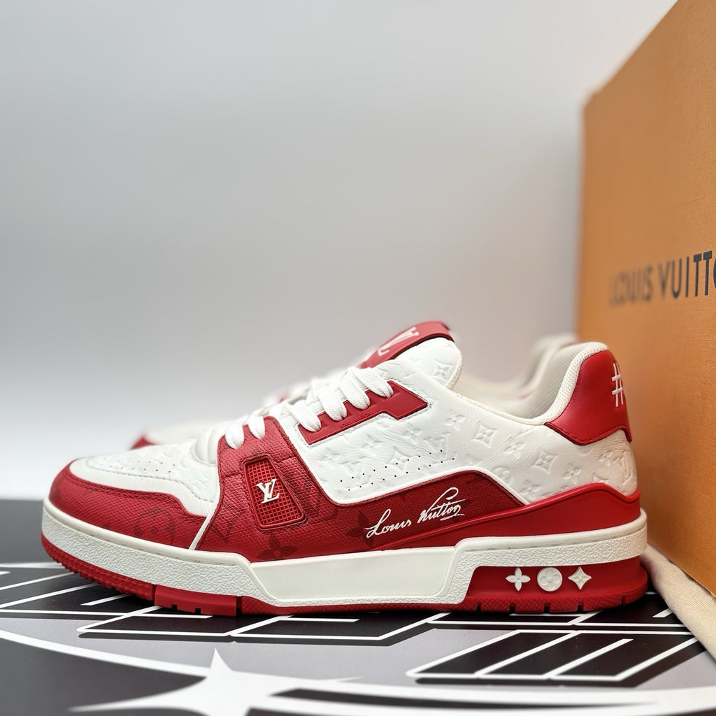 Size 8.5 LV (9.5-10 US) - Louis Vuitton Trainer  ' White, Red ' | SUPER CLEAN!