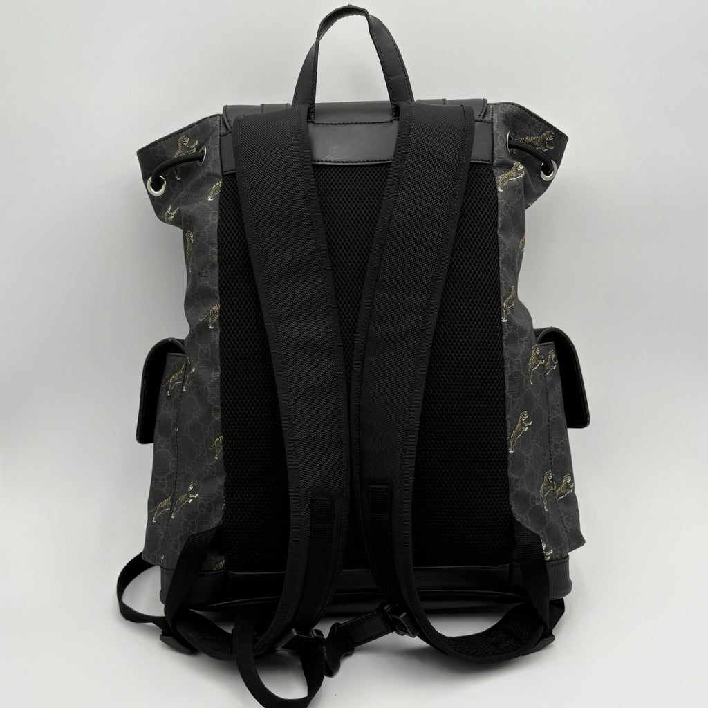Gucci Bestiary GG Supreme Tigers Backpack ' Black Grey '