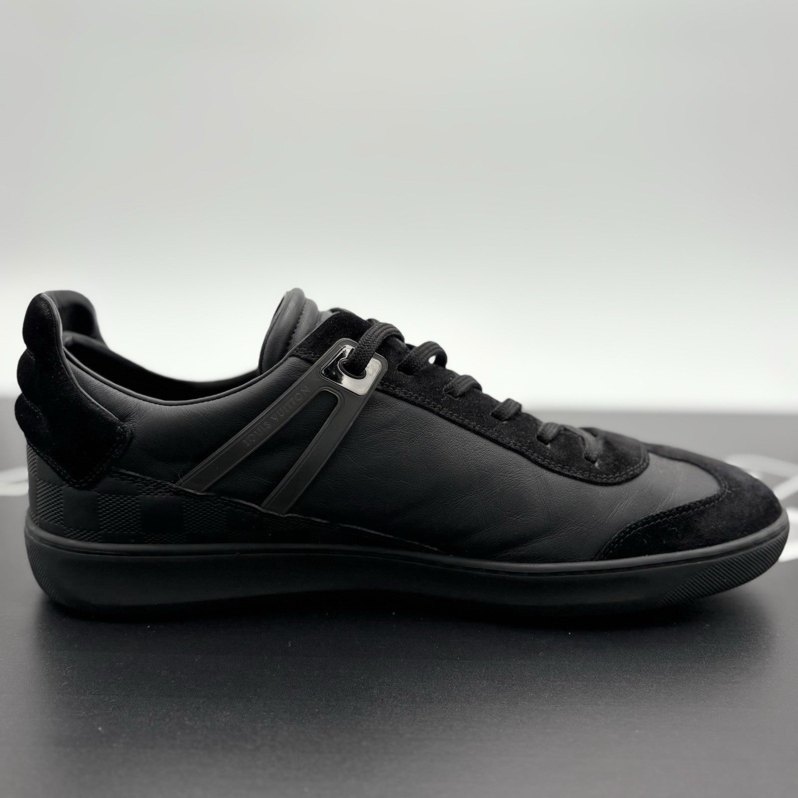 Size 10 LV (11-11.5 US) Louis Vuitton Leather Sneakers ' Black ' | GOOD COND!