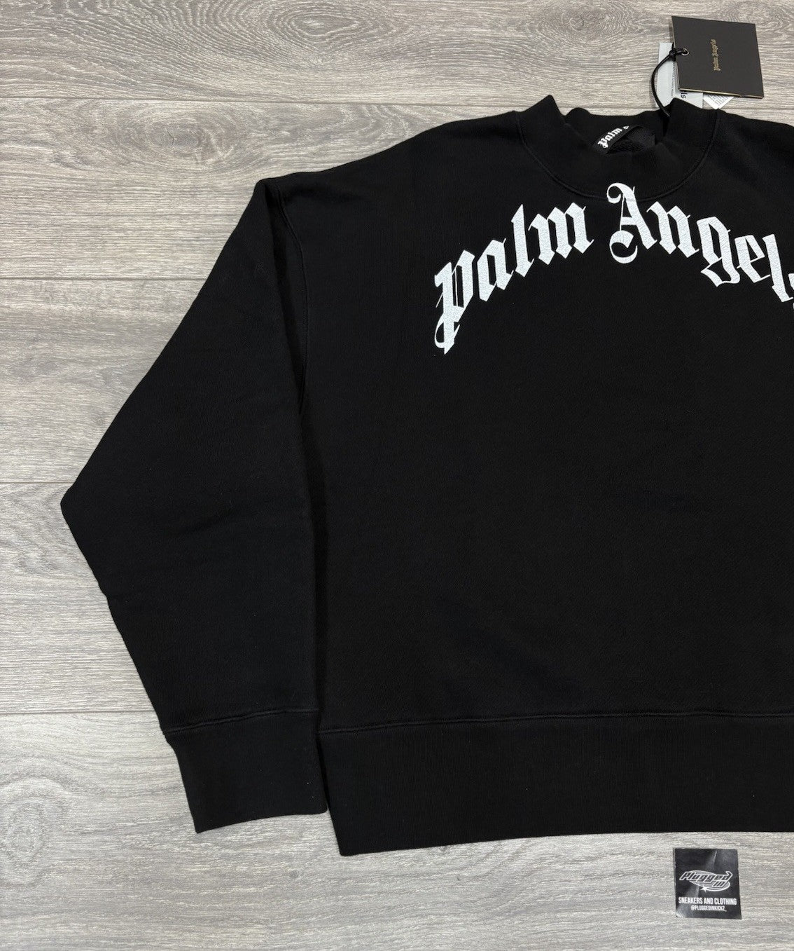 Size Medium - Palm Angels GD Curved Logo Crew Crewneck Sweater ' Black ' | NEW!