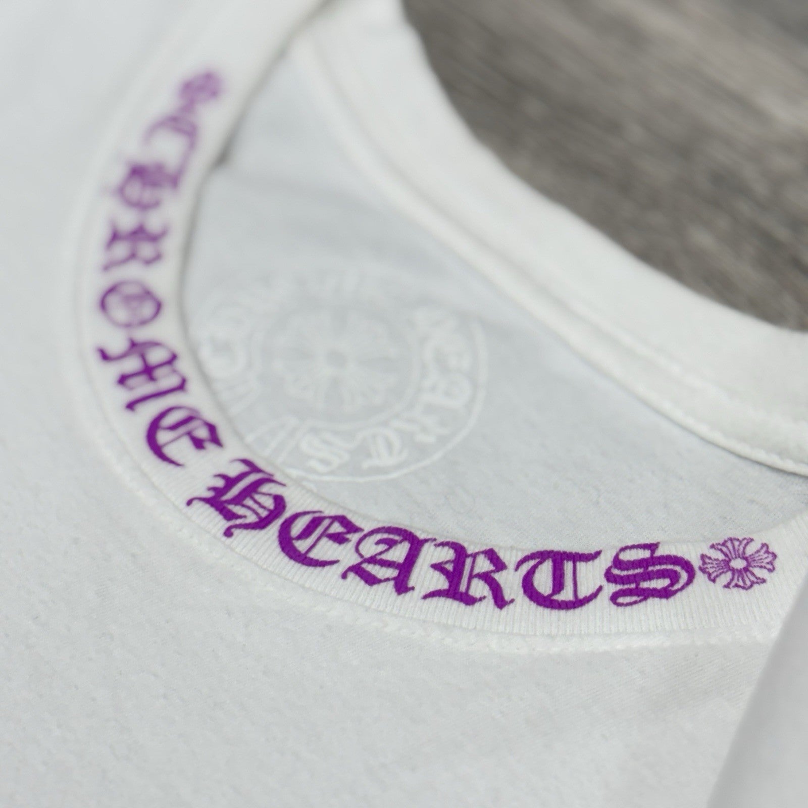 Size XL - Chrome Hearts Collar Print T-Shirt ' White Purple ' | WORN 1-3x