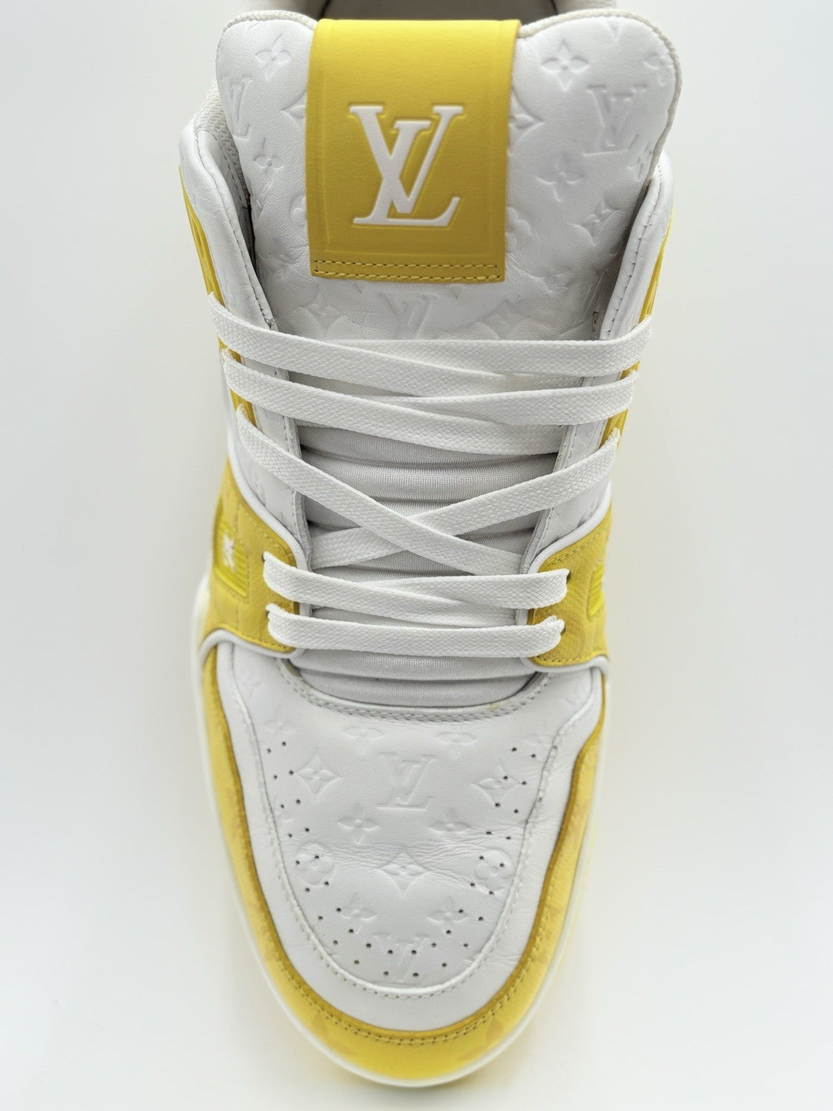 Size 9.5 LV (10.5-11 US) Louis Vuitton Trainer ' White Yellow ' | SUPER CLEAN!