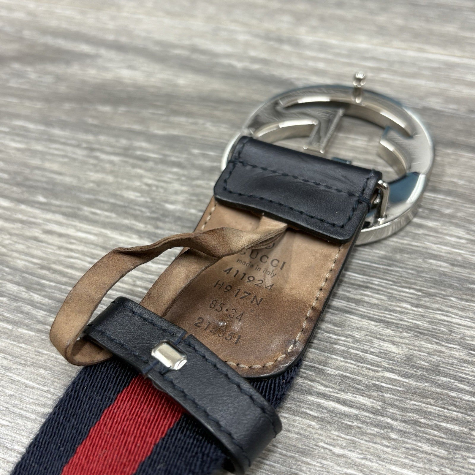 Gucci GG Buckle Web Belt ' Blue Red '