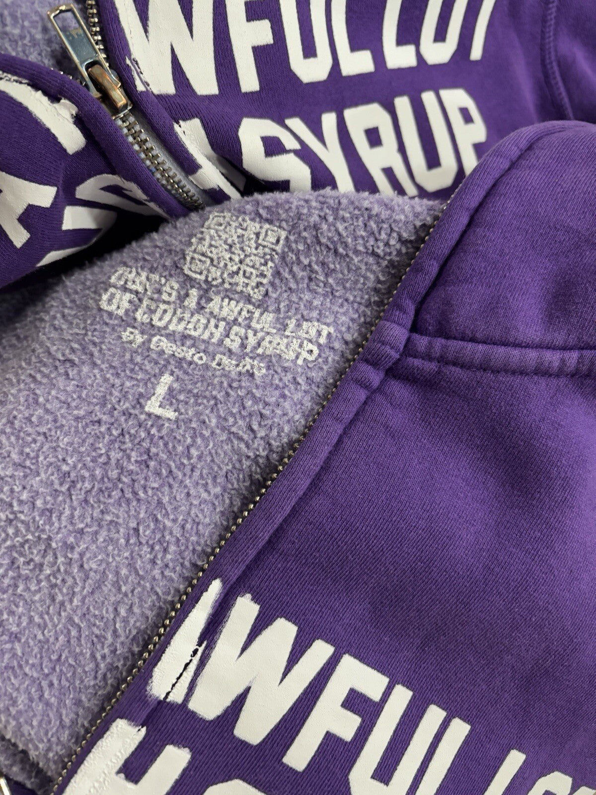 Size L - Awful Lot Of Cough Syrup Full Zip Up ‘ Purple ‘ | BRAND NEW!