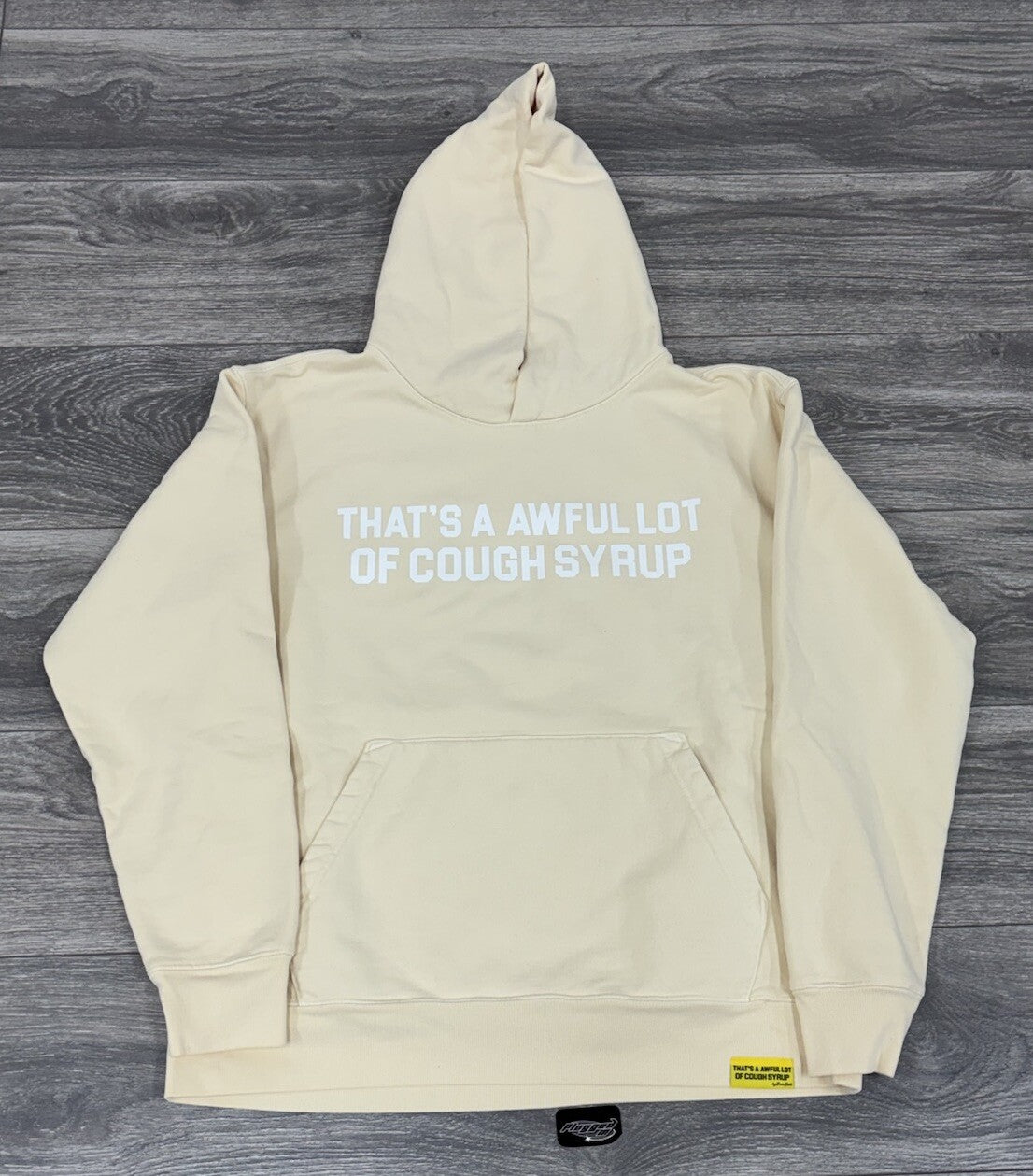 Size L - Awful Lot Of Cough Syrup Hoodie ‘ Beige ‘ | BRAND NEW!