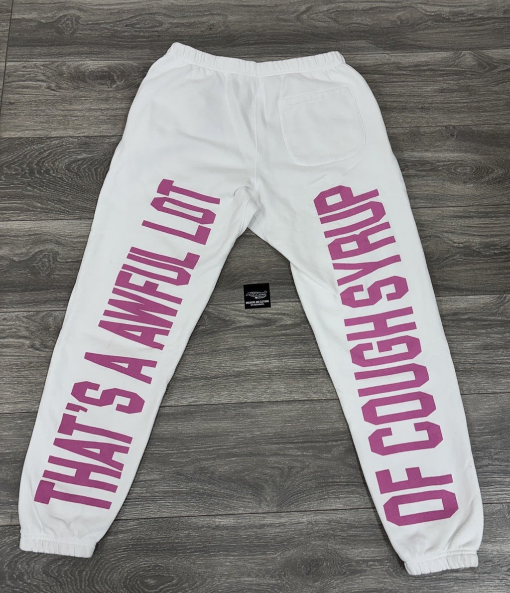 Size L - That's A Awful Lot Of Cough Syrup Sweatpants ‘ Valentines White‘ | NEW!