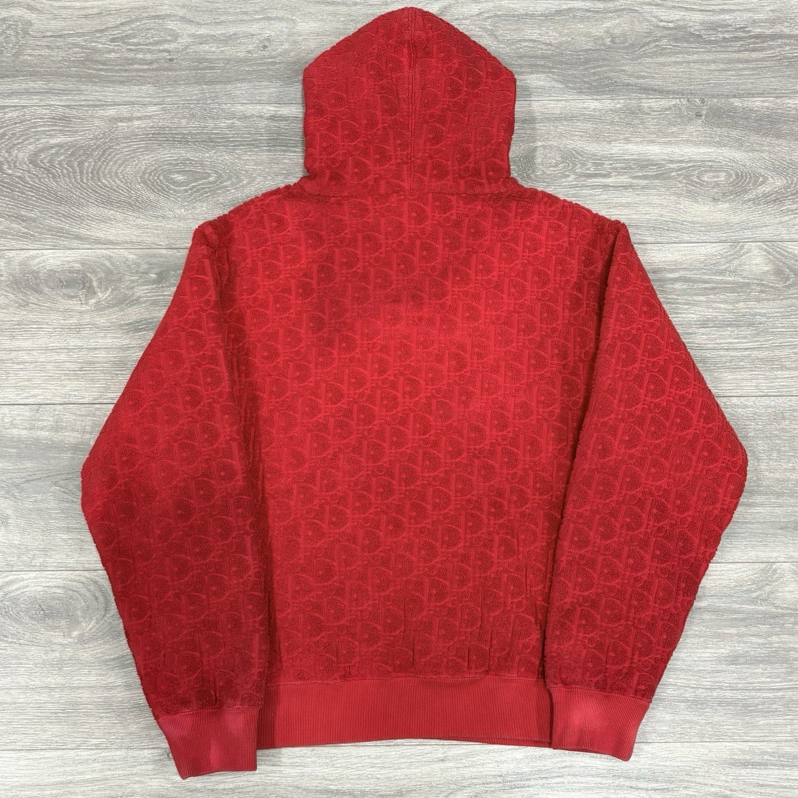 Size Medium - Dior Terry Cotton Towel Hoodie ' Red '