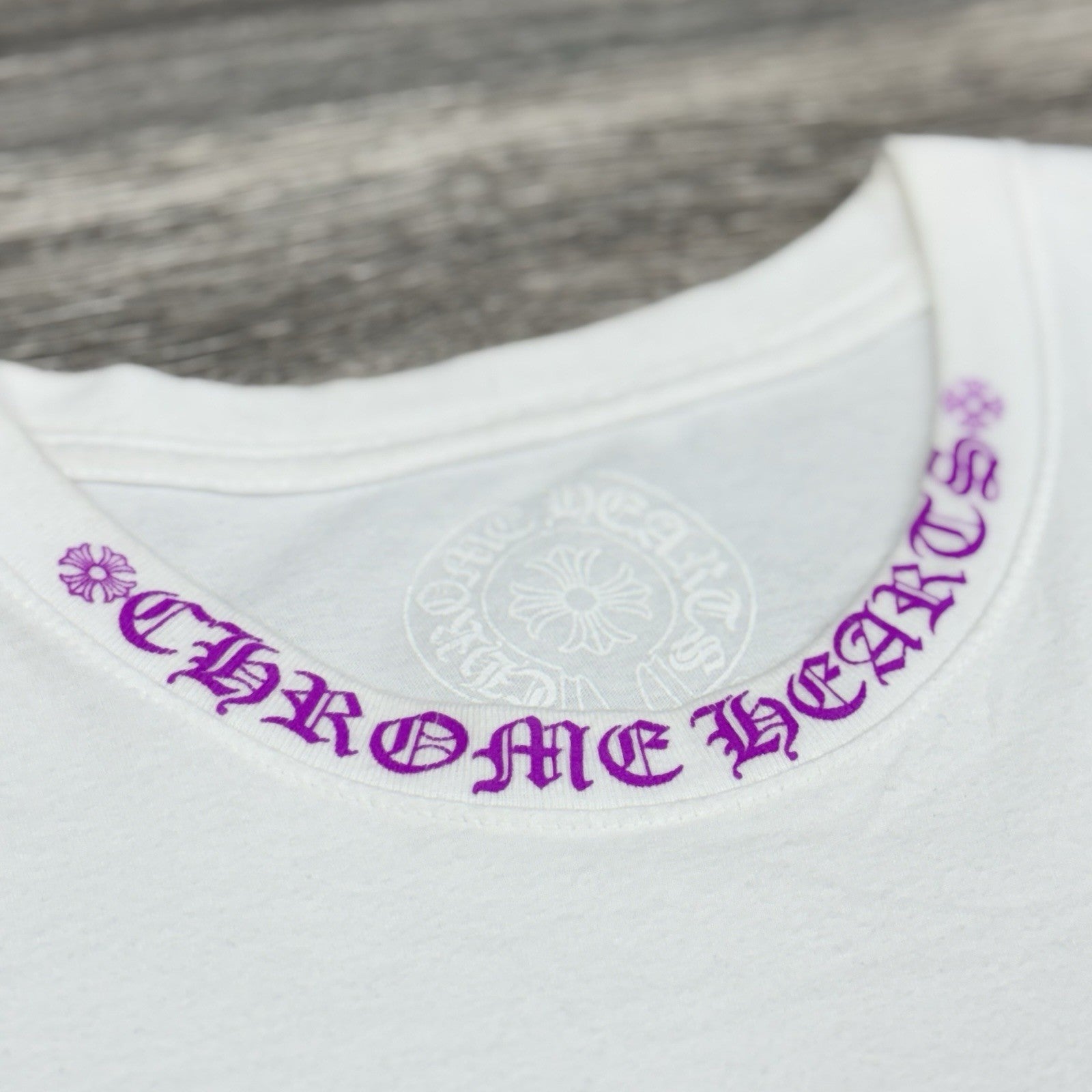 Size XL - Chrome Hearts Collar Print T-Shirt ' White Purple ' | WORN 1-3x