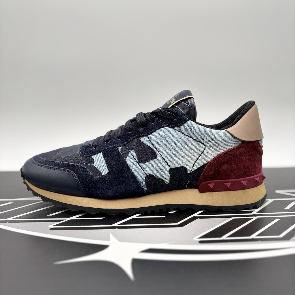 Size 41 EU (8 US) - Valentino Denim RockRunner Camo ‘ Blue, Red ‘ | GREAT COND!