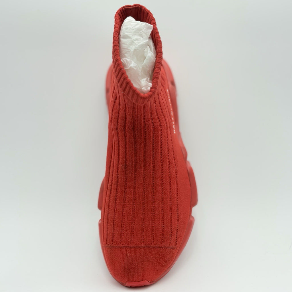 Size 41 (8 US) - Balenciaga Speed Trainer Rib Knit Rouge ' Red ' | GREAT COND!
