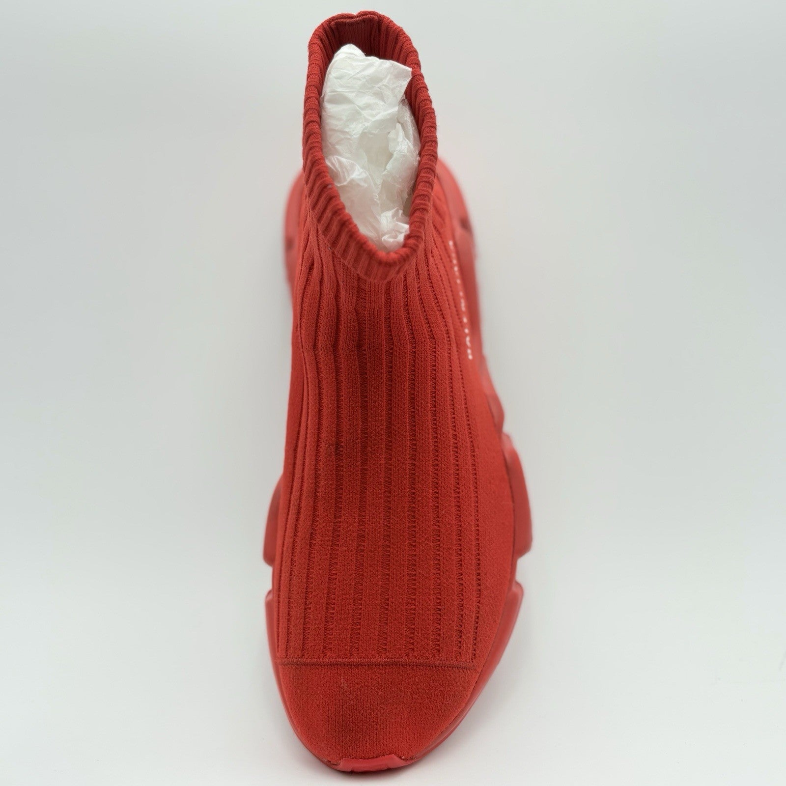 Size 41 (8 US) - Balenciaga Speed Trainer Rib Knit Rouge ' Red ' | GREAT COND!